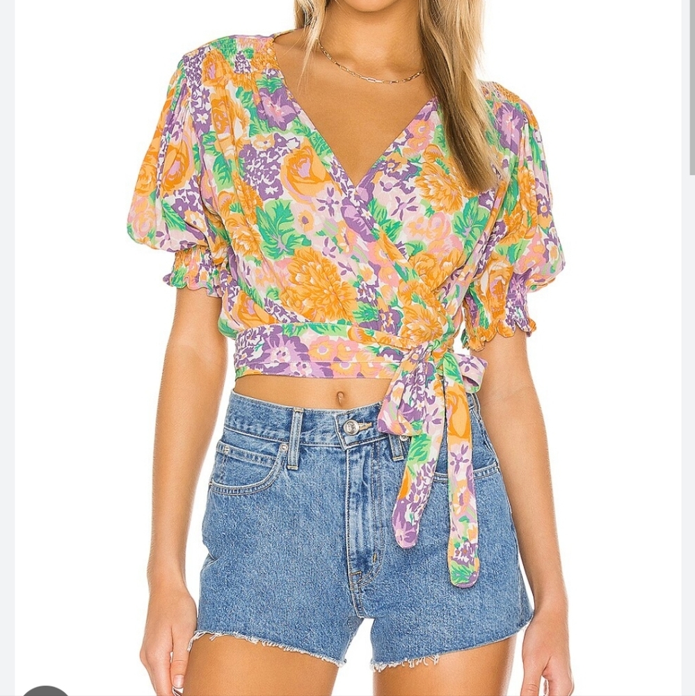 Faithfull The Brand La Colle Top Floral Summer Cropped Size XS